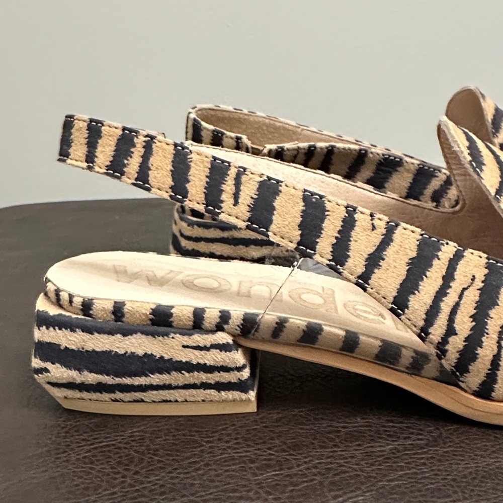 Sz 37(7.5)⭐️New Wonders Spain Zebra Print Leather Slingback. Fits 7.5. - Picture 6 of 16
